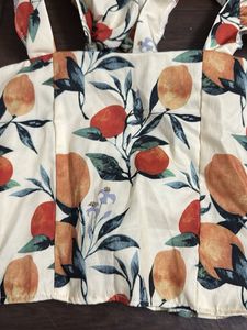 Cute Orange Print Ruffle Top