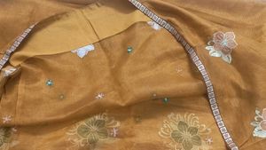 Elegant Brown Embroidered Saree