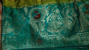 Embellished Teal Blouse saree