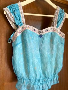 Vintage Blue Embroidered Top