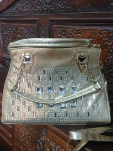 Sparkling Gold Handbag with Rhinestones