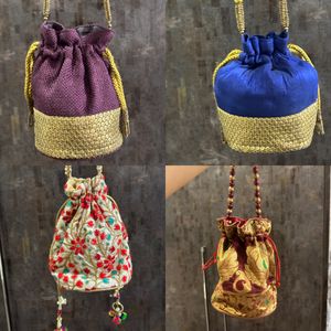 Set Of 4 Designer (Adaah) Potlis At Best Price