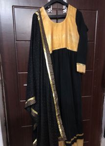 Black Border Net Frock