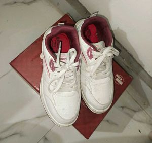 Stylish White &amp; Maroon Sneakers