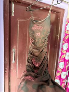 Elegant Brown Floral Maxi Dress