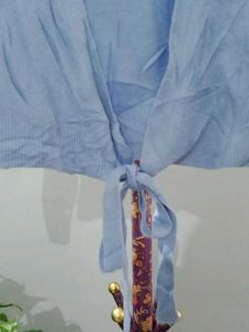 Blue Tie-Front Cardigan
