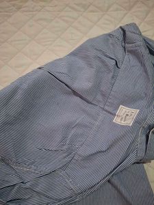 Blue Striped Button-Up Tunic Shirt