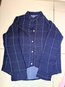Navy Blue Checked Shirt