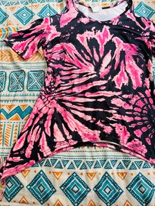 Pink &amp; Black Tie-Dye Top
