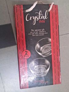 Set of 2 Clear Glass Bowls