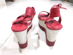 Stylish Red Wedge Sandals