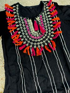 Black Embroidered Kurta Set