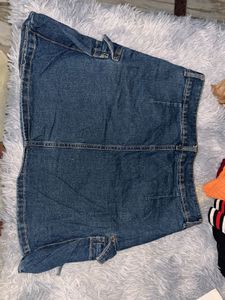 Blue Denim Cargo Skirt