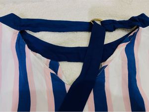 Striped Cropped Top with Tie-Up Sides