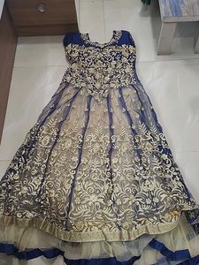 Blue Embroidered Ethnic Gown