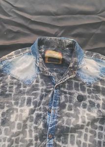 Men's Stylish Blue &amp; Grey Washed Shirt