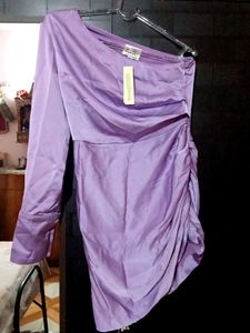 Elegant Lavender One-Shoulder Ruched Dress