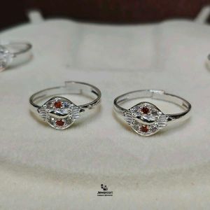 Sparkling Pure Silver Toe Rings One Pair