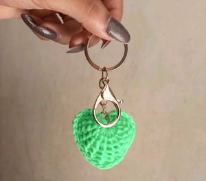 Red &amp; Green Knitted Heart Keychain Any-1