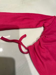 Hot Pink Cropped Long Sleeve Top