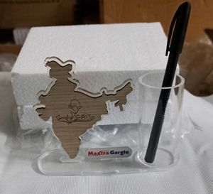 Indian Map Pen Stand Crystal Clear Plastic Materia