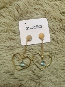 Gold Heart Drop Earrings