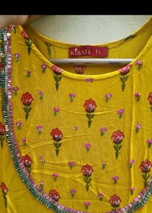 Yellow Floral Print traditional ethnic gown