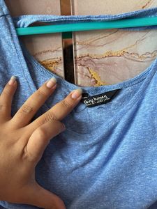 Blue Cutout Back T-Shirt