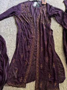 Elegant Embroidered Purple Kurta Set