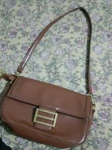 Chic Brown Leather shoulder Bag