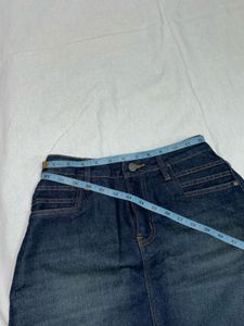 Classic Blue Washed Denim Mini Skirt