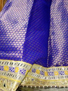 royal blue banarasi jacquard febric with  mirror a
