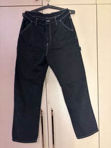 Unisex Black Denim Carpenter Pants