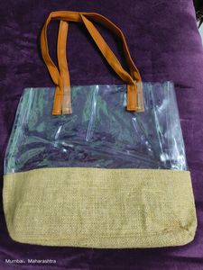 Trendy Clear Jute Tote Bag