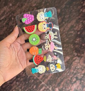 12 pcs Cute Fruit &amp; Princess Hair Clips Set
