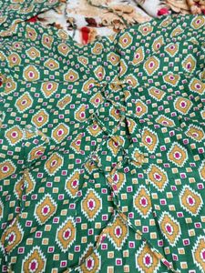 Green Printed Short Kurti