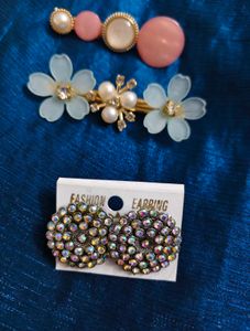 Hair Clips &  Earrings combo