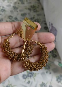 Boho Gold Beaded Hoop Earrings