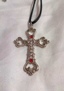 ~•°Gothic Red Stone Cross Necklace °•