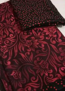 Elegant Red & Black Floral Design Saree