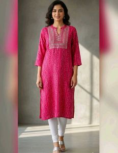 Bandhani Print Pink Kurta