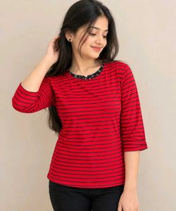 Red Striped Long Sleeve T-Shirt