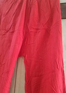 Red Embroidered Palazzo Pants