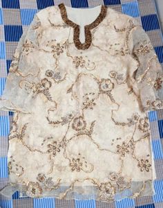 Golden Cream Kurta Set For Party