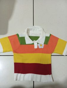 Striped Flower Accent Sweater
