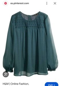 Teal Sheer Long Sleeve Top