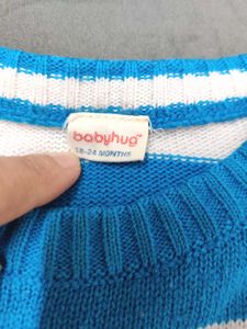 Babyhug Blue &amp; White Striped Sweater