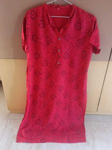 Red Floral Print Kurta