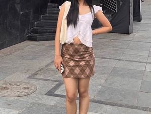 Brown &amp; Beige Argyle Check Skort 🤎
