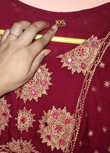 Beautiful Maroon Kurta with Gold Print